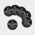 Black And White All Seeing Eye Print Leather Coaster Set