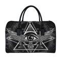 Black And White All Seeing Eye Print Leather Duffel Bag