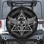 Black And White All Seeing Eye Print Leather Spare Tire Cover