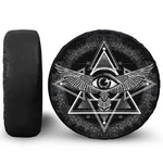 Black And White All Seeing Eye Print Leather Spare Tire Cover