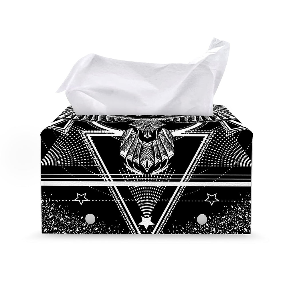 Black And White All Seeing Eye Print Leather Tissue Box Cover