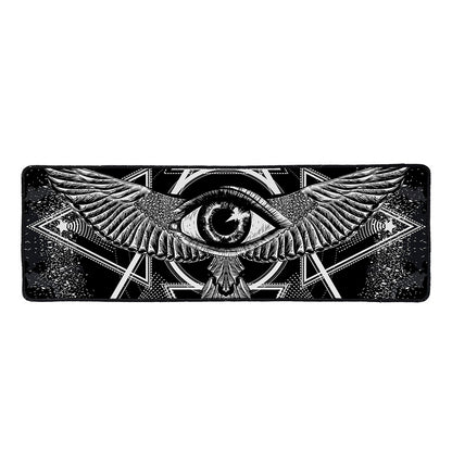 Black And White All Seeing Eye Print Long Kitchen Mat