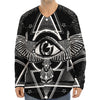 Black And White All Seeing Eye Print Long Sleeve Baseball Jersey