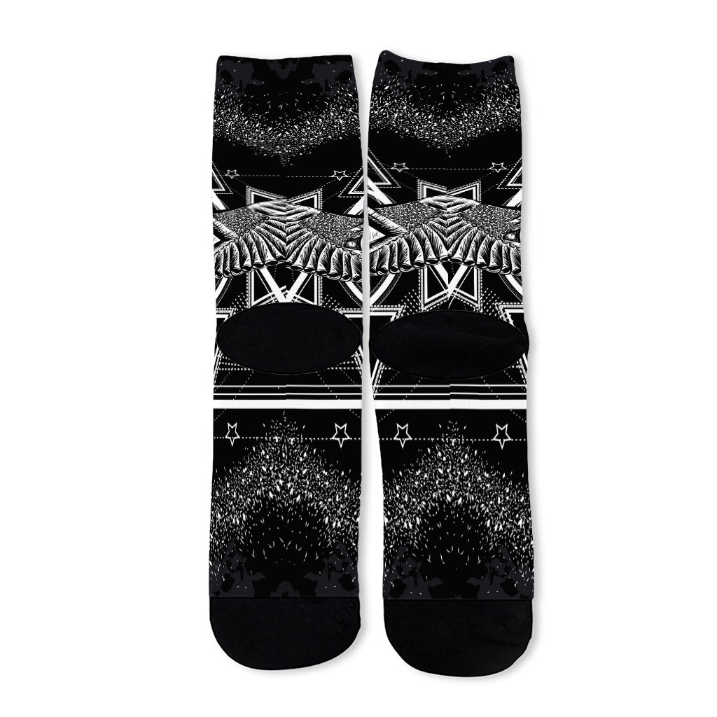 Black And White All Seeing Eye Print Long Socks