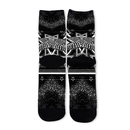 Black And White All Seeing Eye Print Long Socks