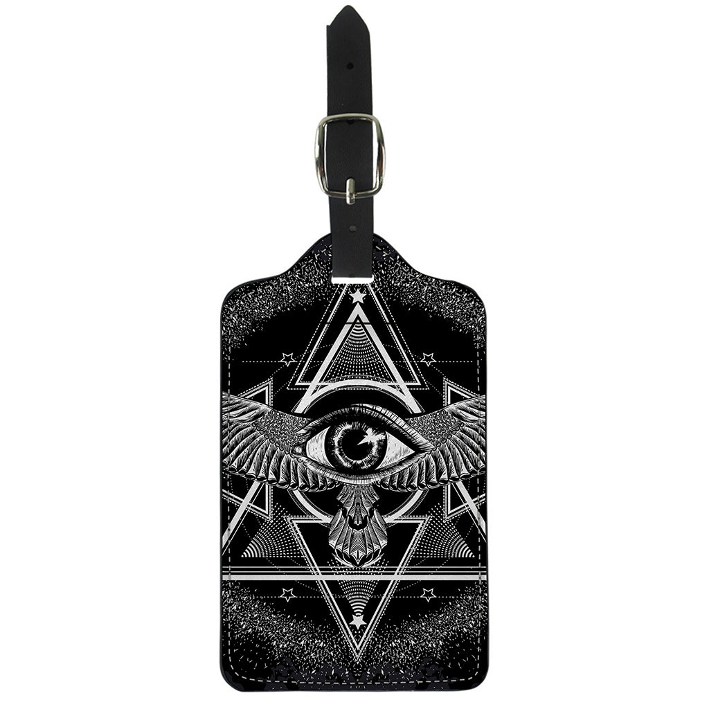 Black And White All Seeing Eye Print Luggage Tag