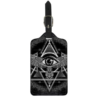Black And White All Seeing Eye Print Luggage Tag