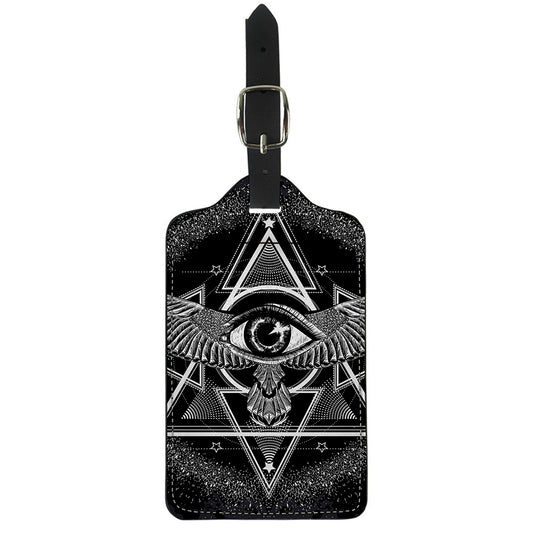 Black And White All Seeing Eye Print Luggage Tag