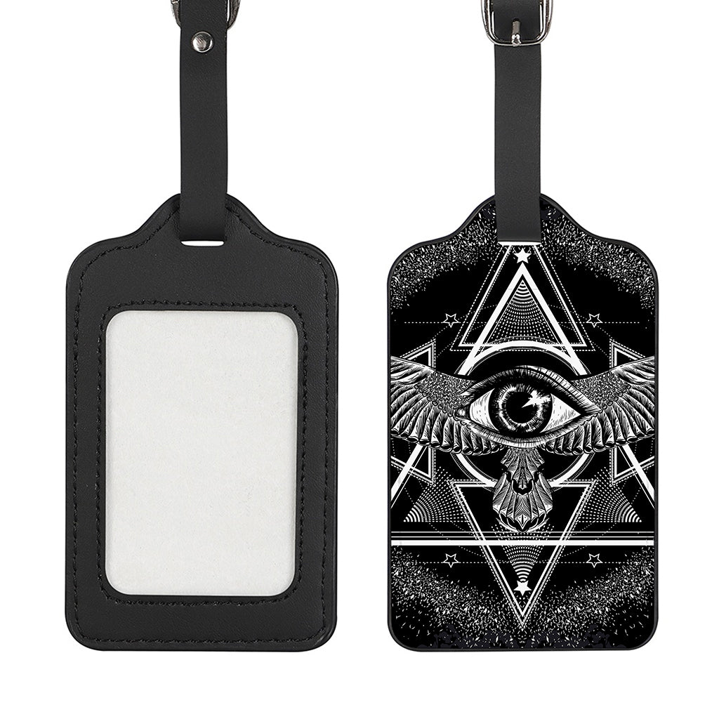 Black And White All Seeing Eye Print Luggage Tag