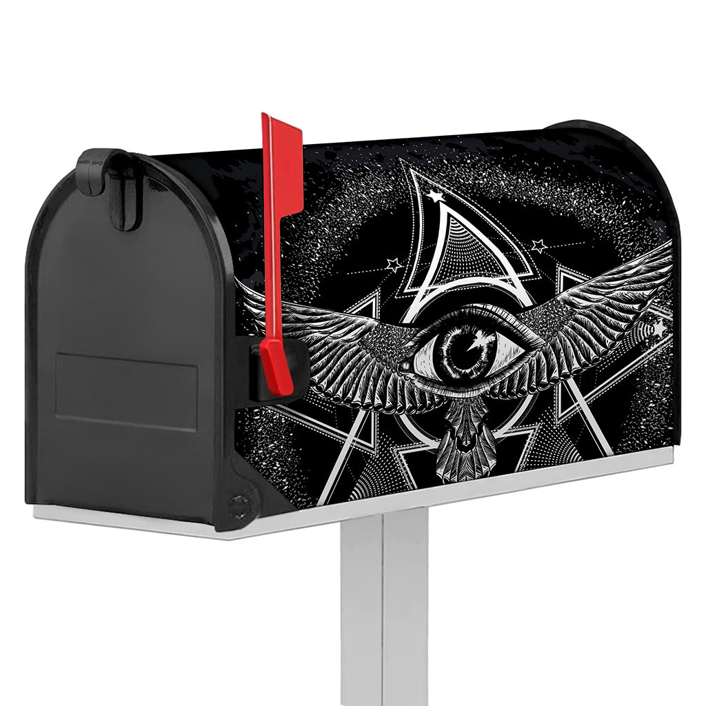 Black And White All Seeing Eye Print Mailbox Cover