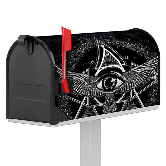 Black And White All Seeing Eye Print Mailbox Cover