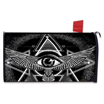 Black And White All Seeing Eye Print Mailbox Cover