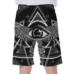 Black And White All Seeing Eye Print Men's Beach Shorts