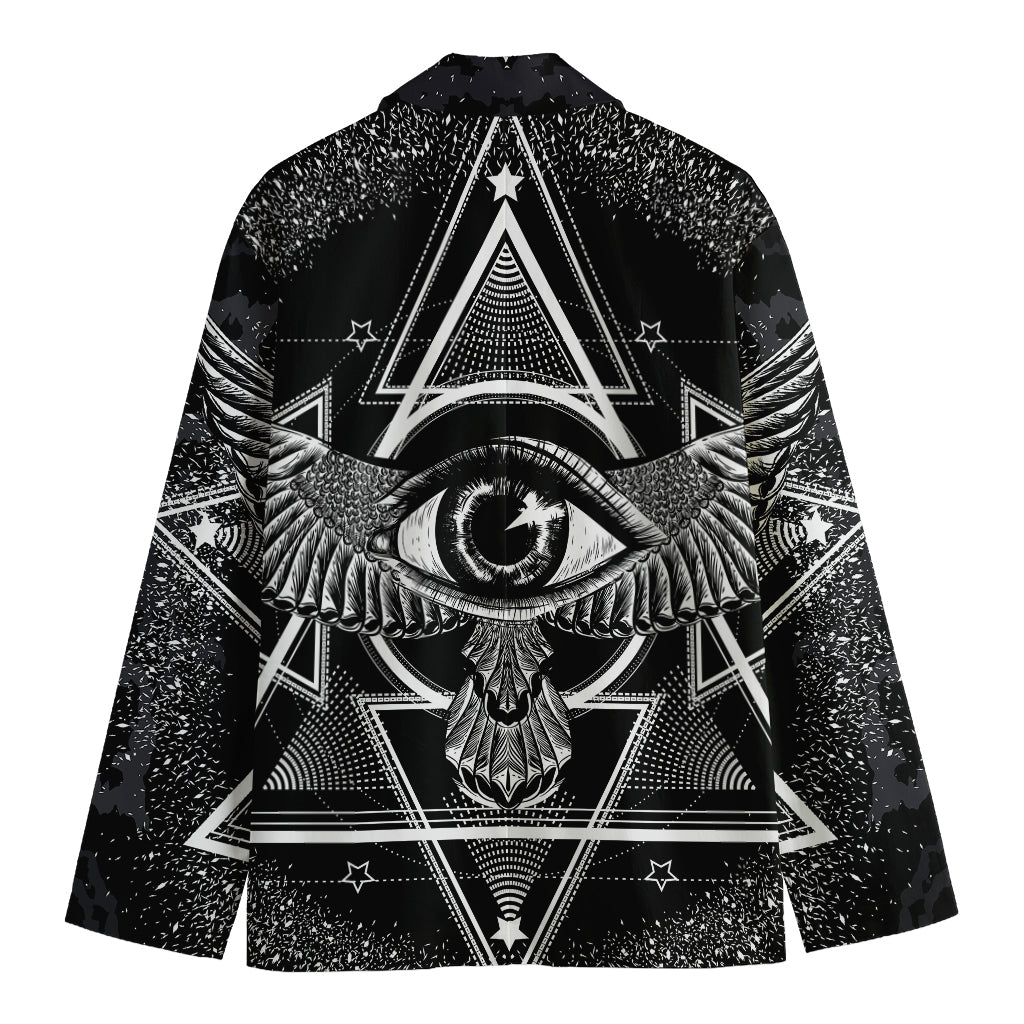 Black And White All Seeing Eye Print Men's Blazer