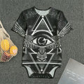 Black And White All Seeing Eye Print Men's Bodysuit