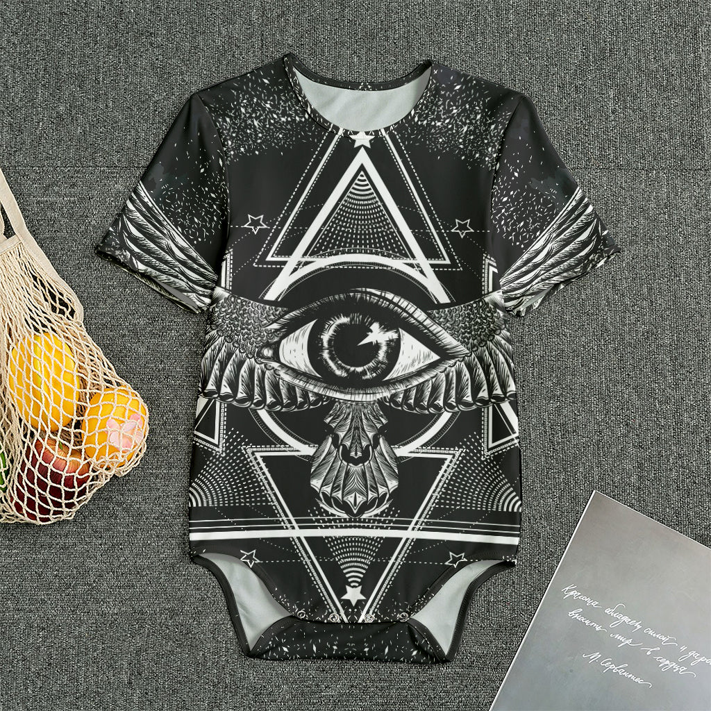Black And White All Seeing Eye Print Men's Bodysuit