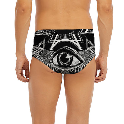Black And White All Seeing Eye Print Men's Briefs