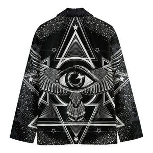 Black And White All Seeing Eye Print Men's Cotton Blazer