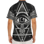 Black And White All Seeing Eye Print Men's Deep V-Neck Shirt