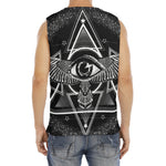 Black And White All Seeing Eye Print Men's Fitness Tank Top
