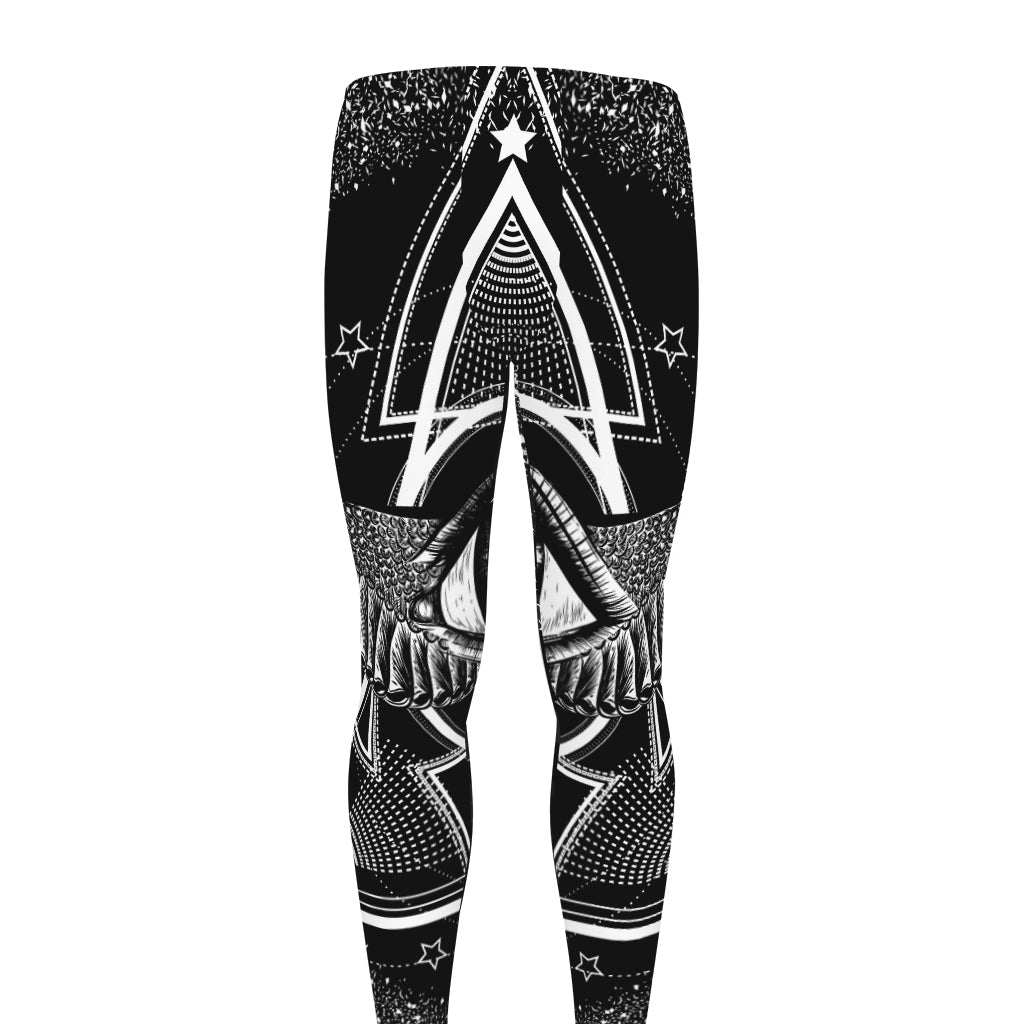 Black And White All Seeing Eye Print Men's leggings