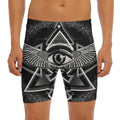 Black And White All Seeing Eye Print Men's Long Boxer Briefs