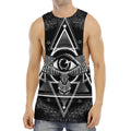 Black And White All Seeing Eye Print Men's Muscle Tank Top