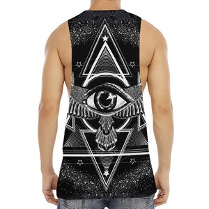 Black And White All Seeing Eye Print Men's Muscle Tank Top