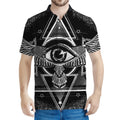 Black And White All Seeing Eye Print Men's Polo Shirt