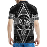 Black And White All Seeing Eye Print Men's Polo Shirt