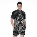 Black And White All Seeing Eye Print Men's Romper