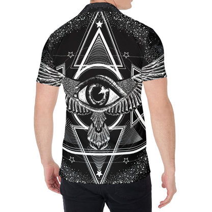 Black And White All Seeing Eye Print Men's Shirt