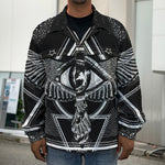 Black And White All Seeing Eye Print Men's Shirt Jacket