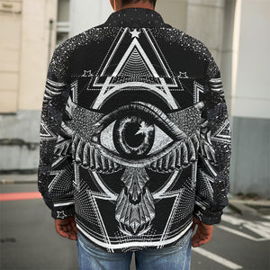 Black And White All Seeing Eye Print Men's Shirt Jacket