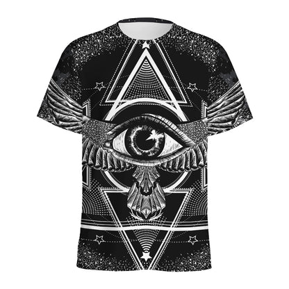 Black And White All Seeing Eye Print Men's Sports T-Shirt