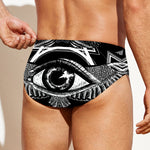 Black And White All Seeing Eye Print Men's Swim Briefs