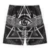 Black And White All Seeing Eye Print Men's Swim Trunks