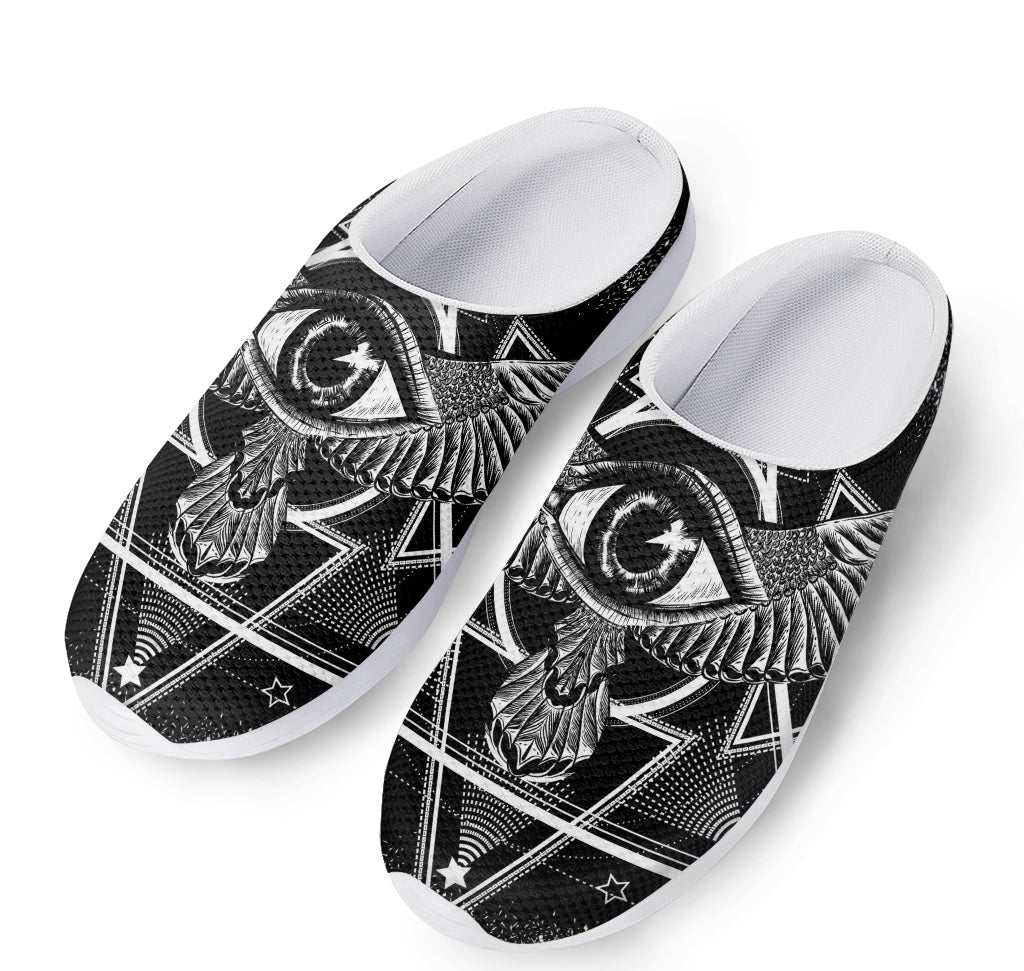 Black And White All Seeing Eye Print Mesh Casual Shoes