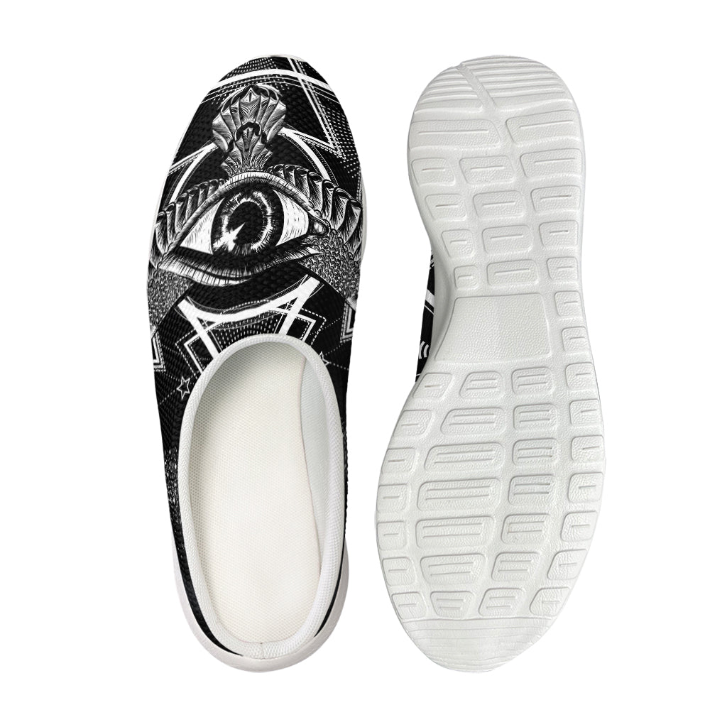 Black And White All Seeing Eye Print Mesh Casual Shoes