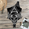 Black And White All Seeing Eye Print One Shoulder Bodysuit