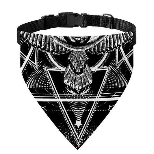 Black And White All Seeing Eye Print Over The Collar Dog Bandana