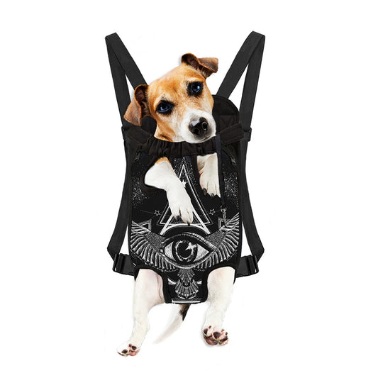 Black And White All Seeing Eye Print Pet Carrier Backpack