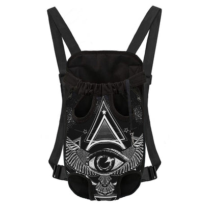 Black And White All Seeing Eye Print Pet Carrier Backpack