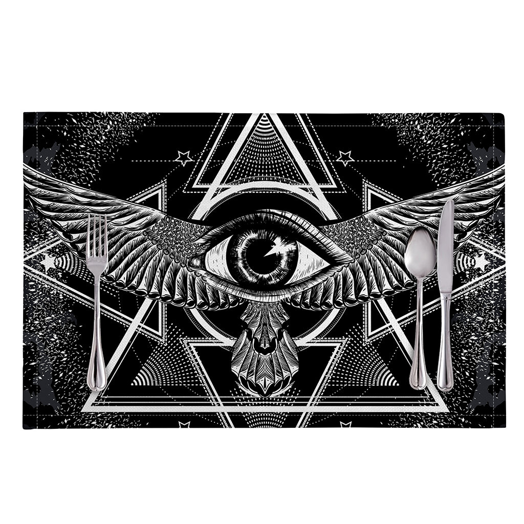 Black And White All Seeing Eye Print Placemat