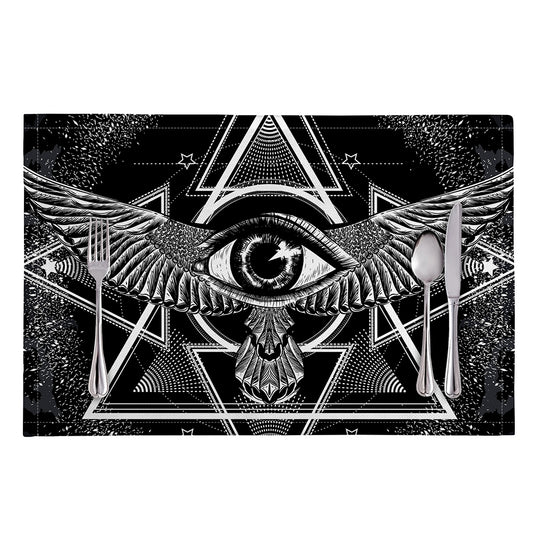 Black And White All Seeing Eye Print Placemat