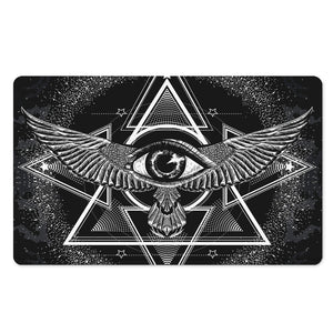 Black And White All Seeing Eye Print Polyester Doormat