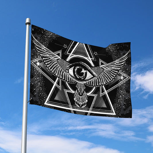 Black And White All Seeing Eye Print Polyester Flag
