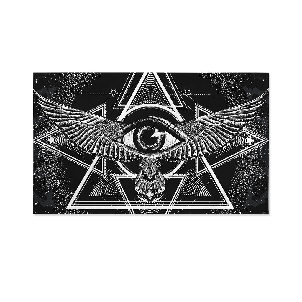 Black And White All Seeing Eye Print Polyester Flag