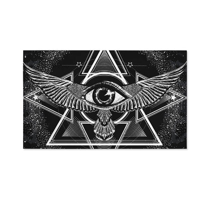 Black And White All Seeing Eye Print Polyester Flag
