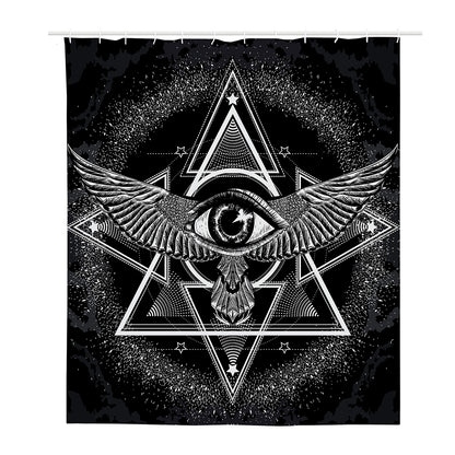 Black And White All Seeing Eye Print Polyester Shower Curtain